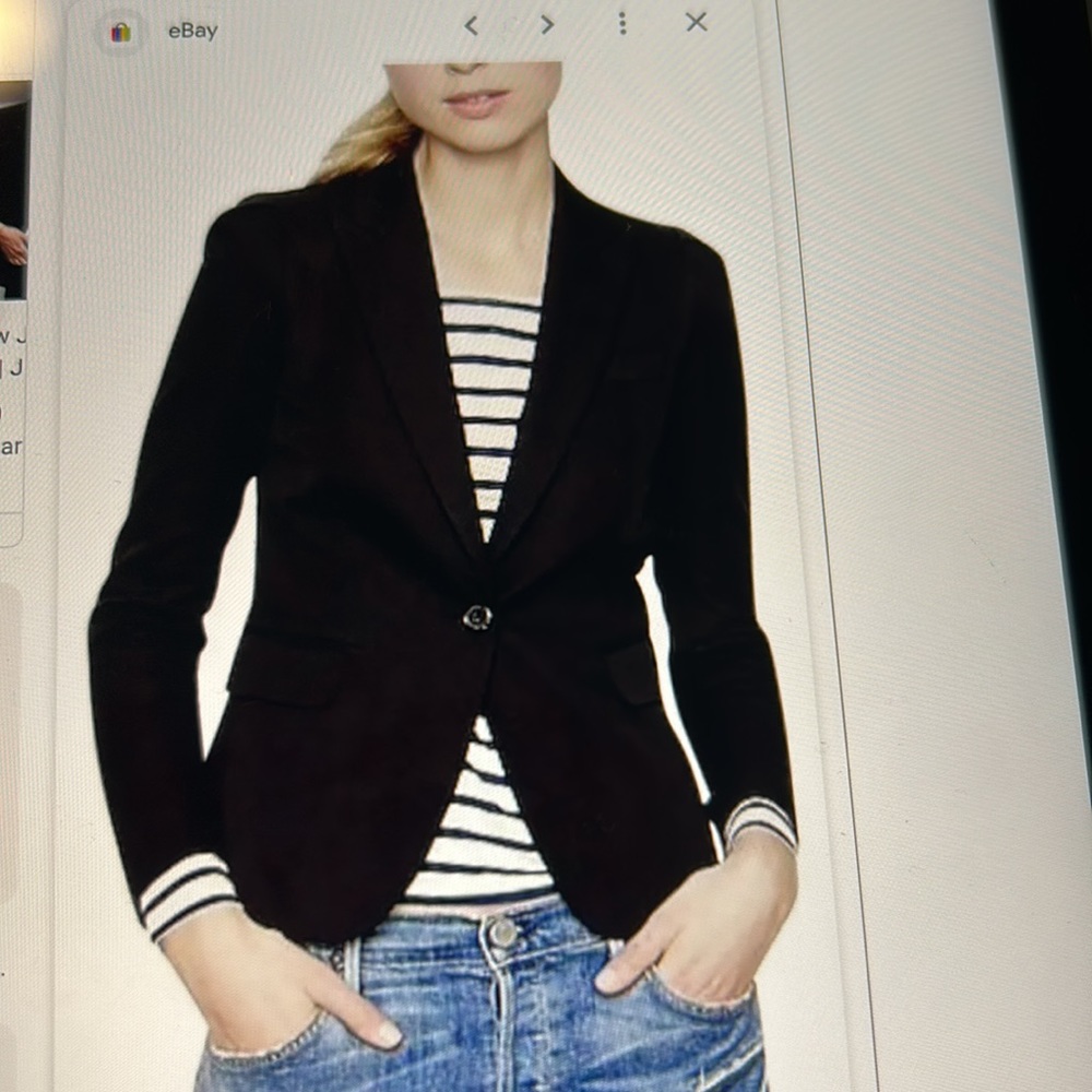 J. Crew Black Puff Sleeve Blazer in Stretchy Cotton, 0 - Picture 2 of 12